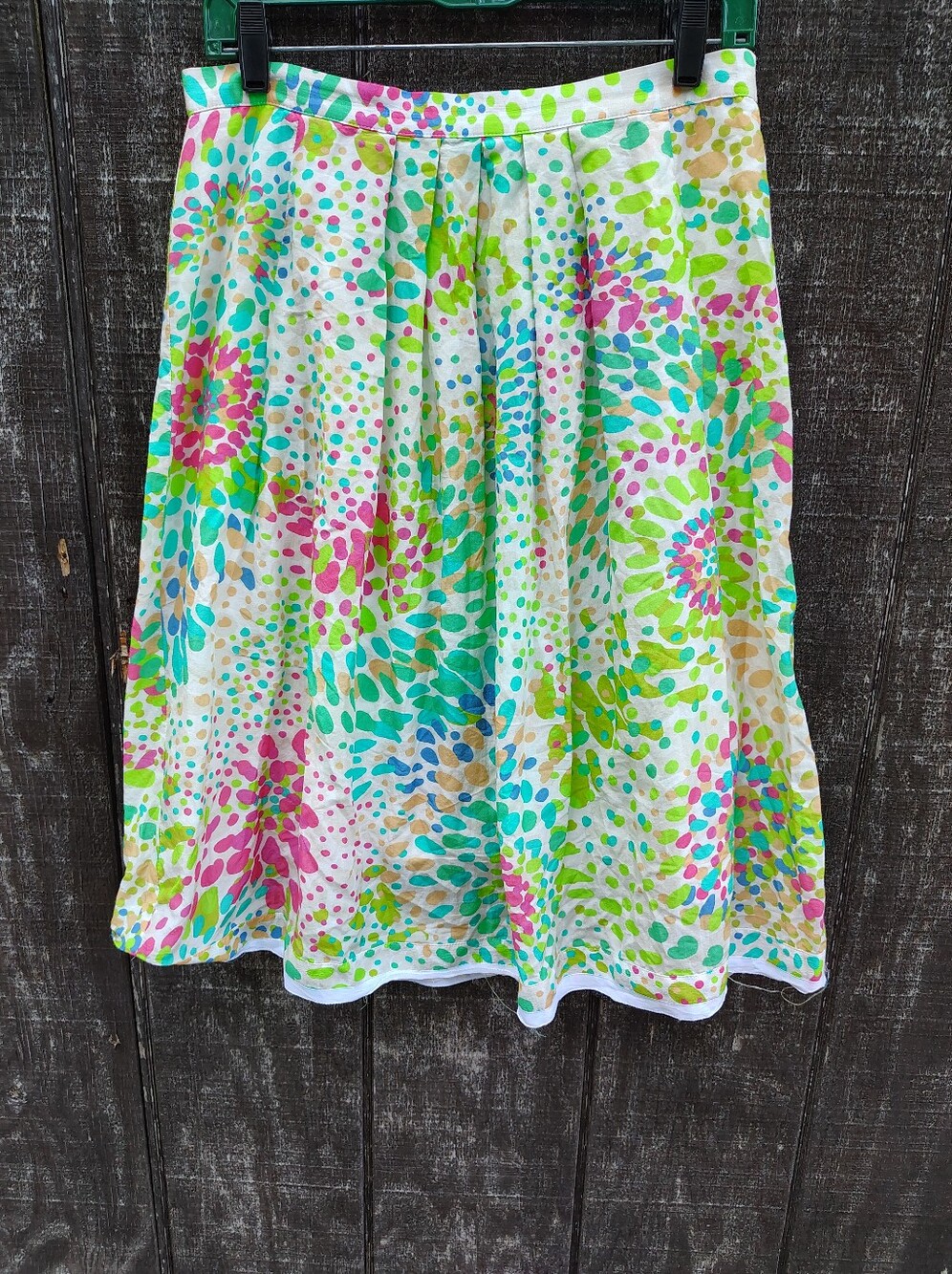 Colorburst Pleated Midi Skirt - Multicolor Floral Dot Print